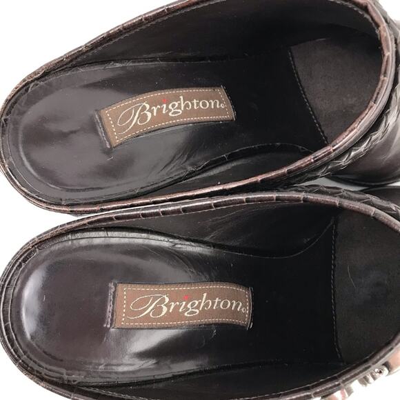 Brighton Tapa Leather Embellished Mules Brown 8.5N - Picture 6 of 8